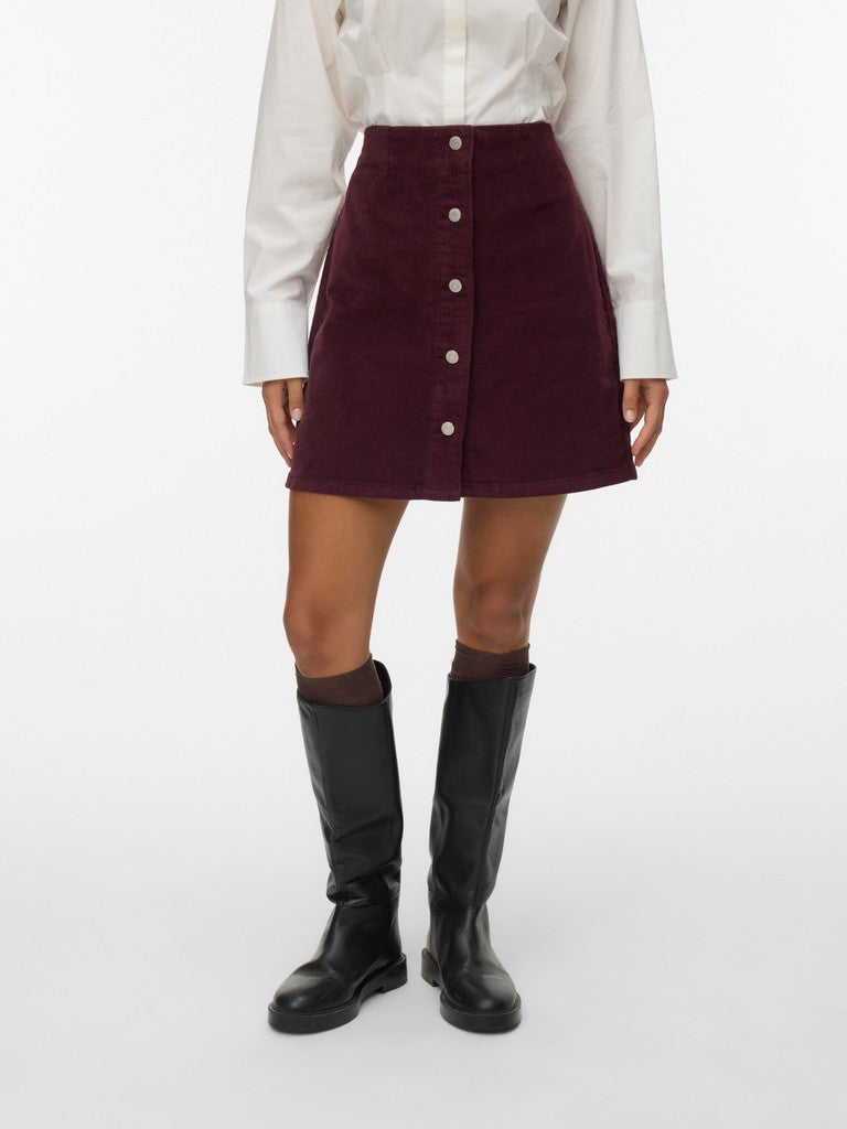 ETTA CORD SKATER SKIRT IN WINETASTING