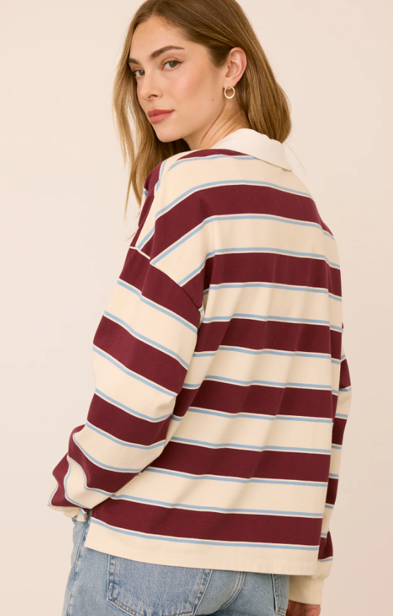 BRITT TOP IN FIG STRIPE