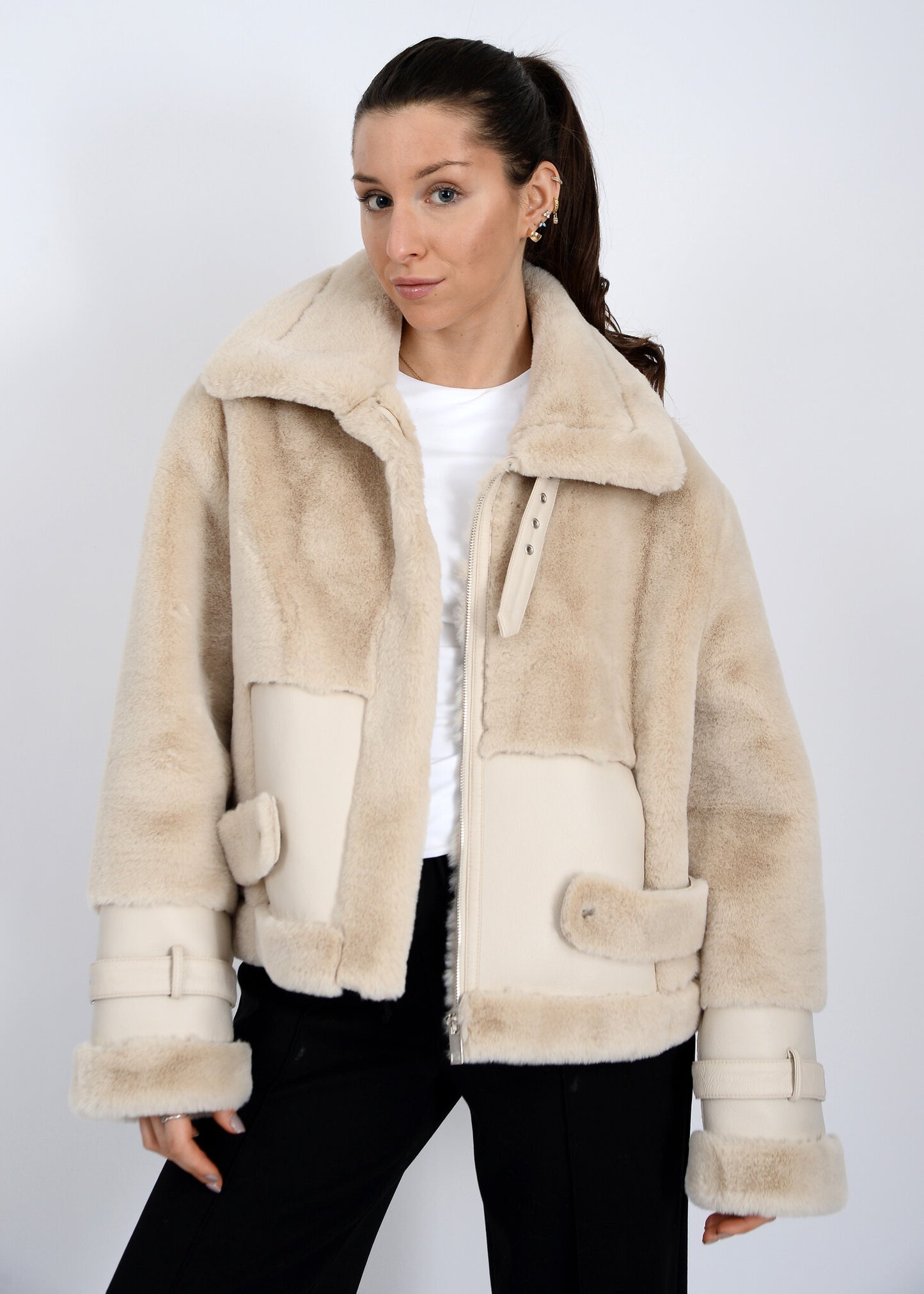 AYLAH - Mink Faux Fur Vegan Leather Jacket