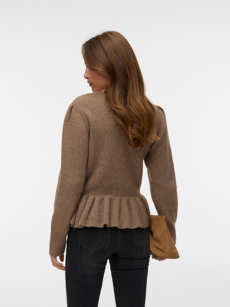 MODENA PEPLUM PULLOVER IN FOSSIL