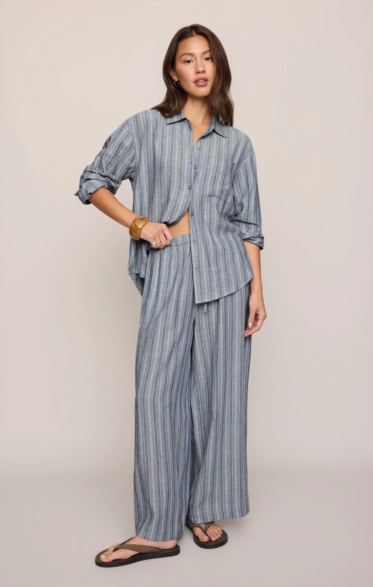 THE PERFECT STRIPED LINEN BUTTON UP