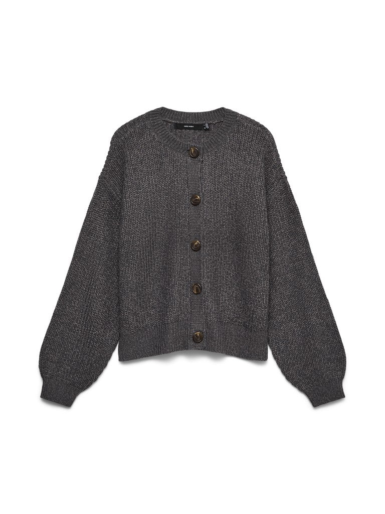 LEA O-NECK CARDIGAN IN ASPHALT