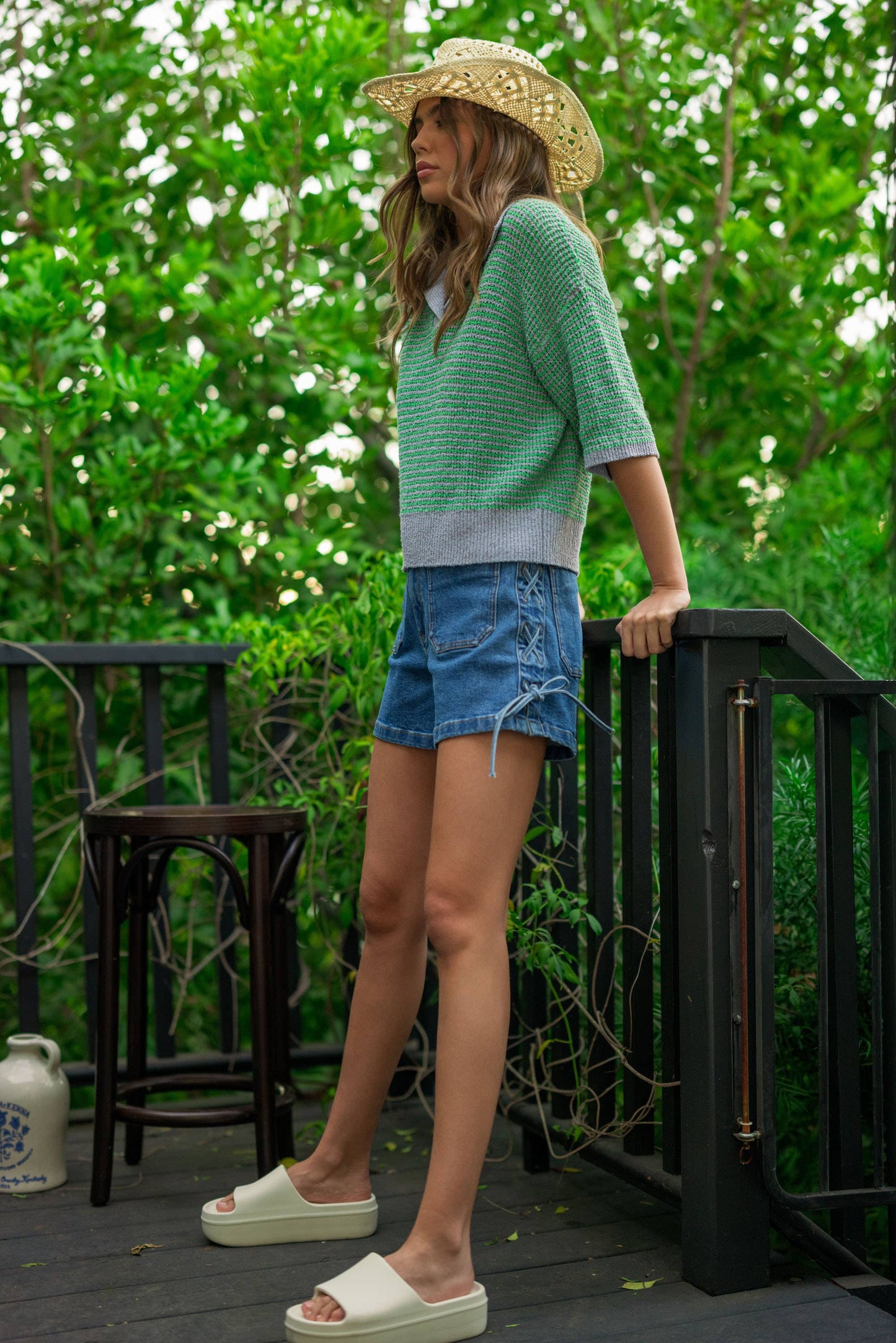 BLAIRE - Lace up Denim Shorts