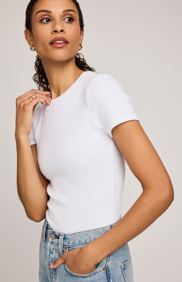 TATE - Ribbed Tee in White