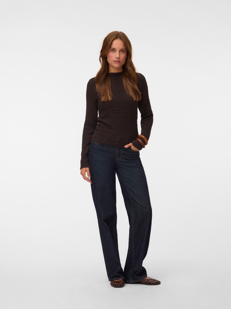 ZIA FUNNEL NECK TOP IN CHOCOLATE TOTRE