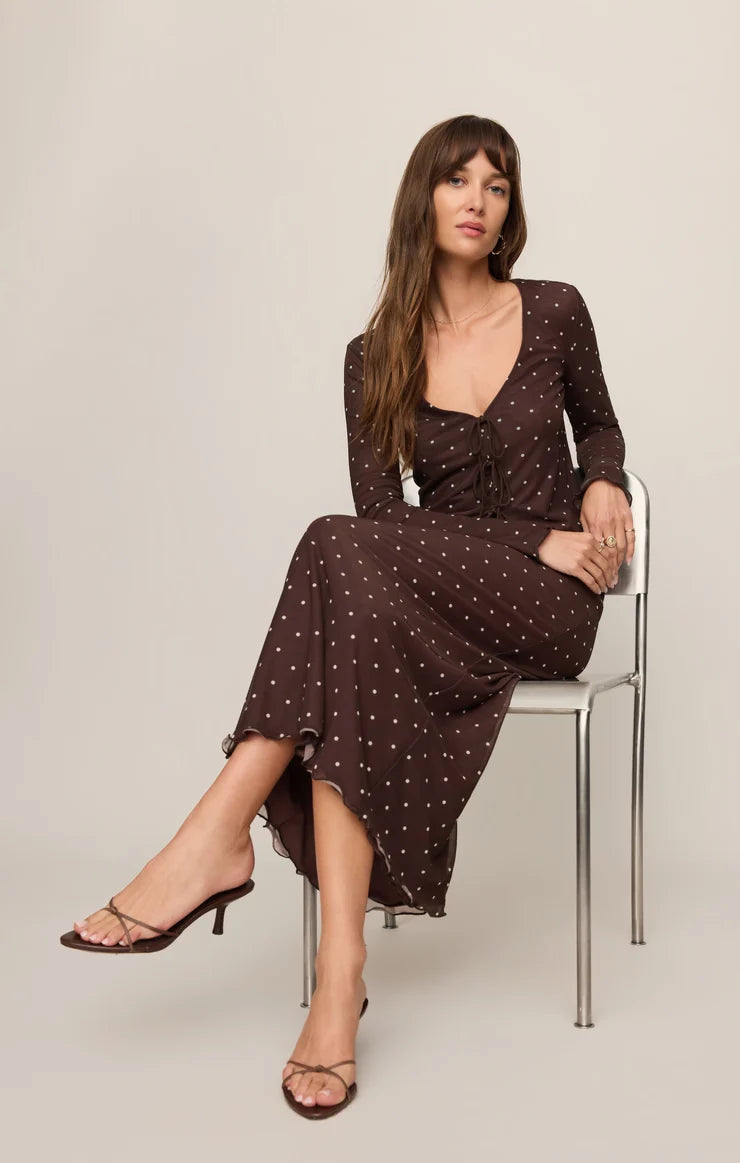EDA POLKA DOT MESH MIDI SKIRT