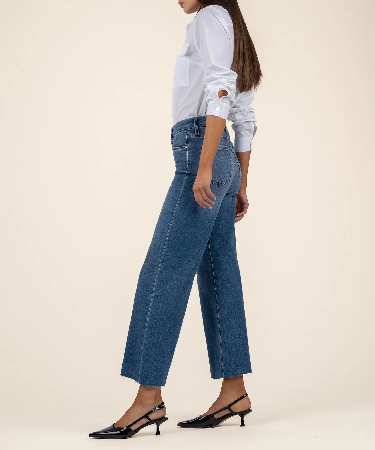 MEG - High Rise Fab Ab Wide Leg Raw Hem