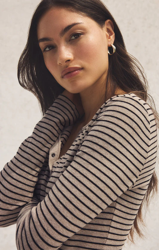 STELLA - Striped Model Rib Henley