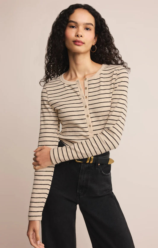 EVE - Stripe Henley Long Sleeve