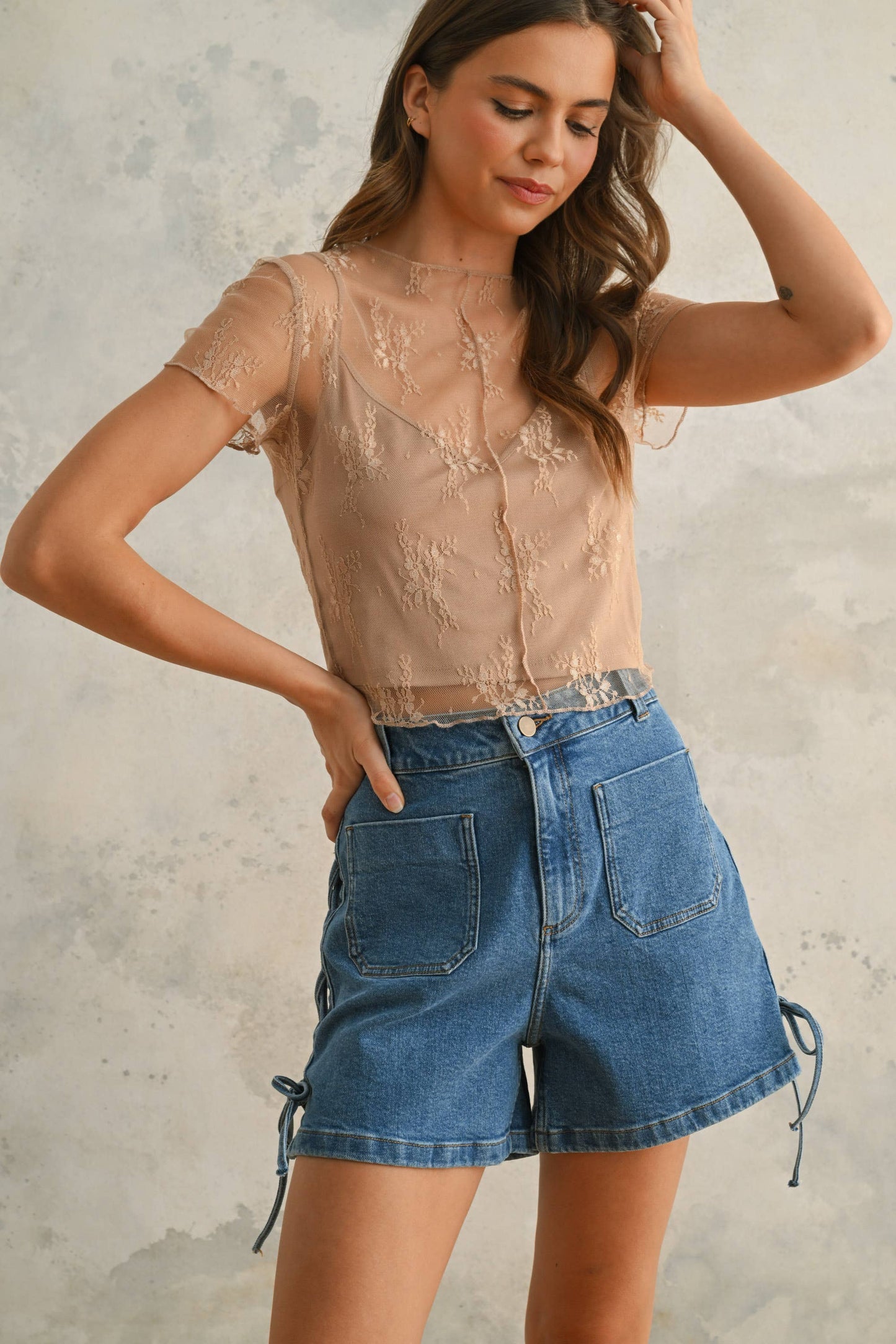 BLAIRE - Lace up Denim Shorts