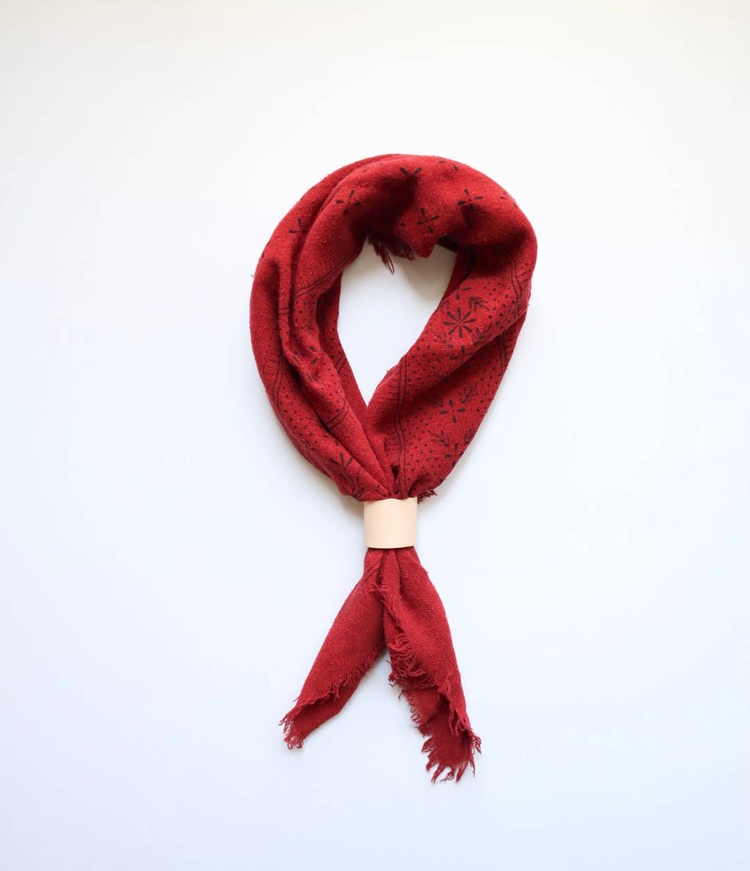 Poppy Red Classic Print Naturally Dyed Bandana (Black)