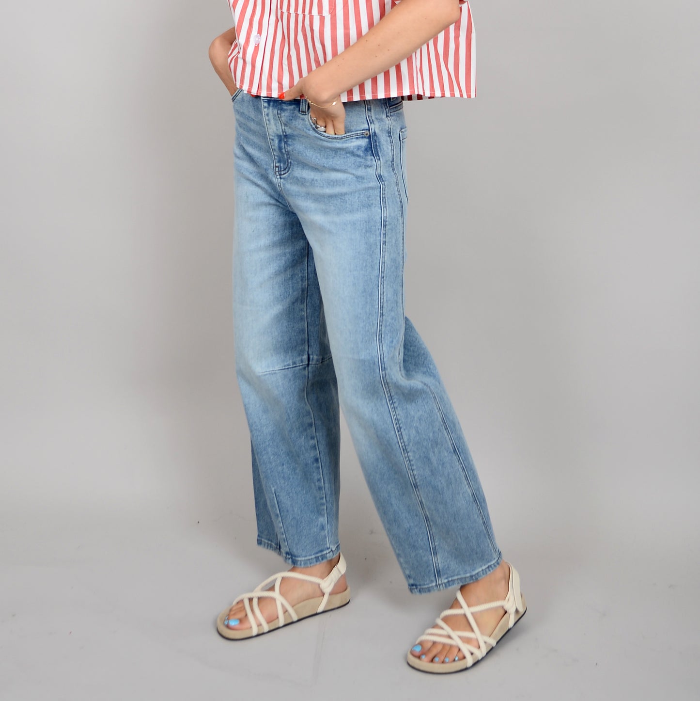 BARNI STRETCH DENIM BARREL PANT | LT WASH