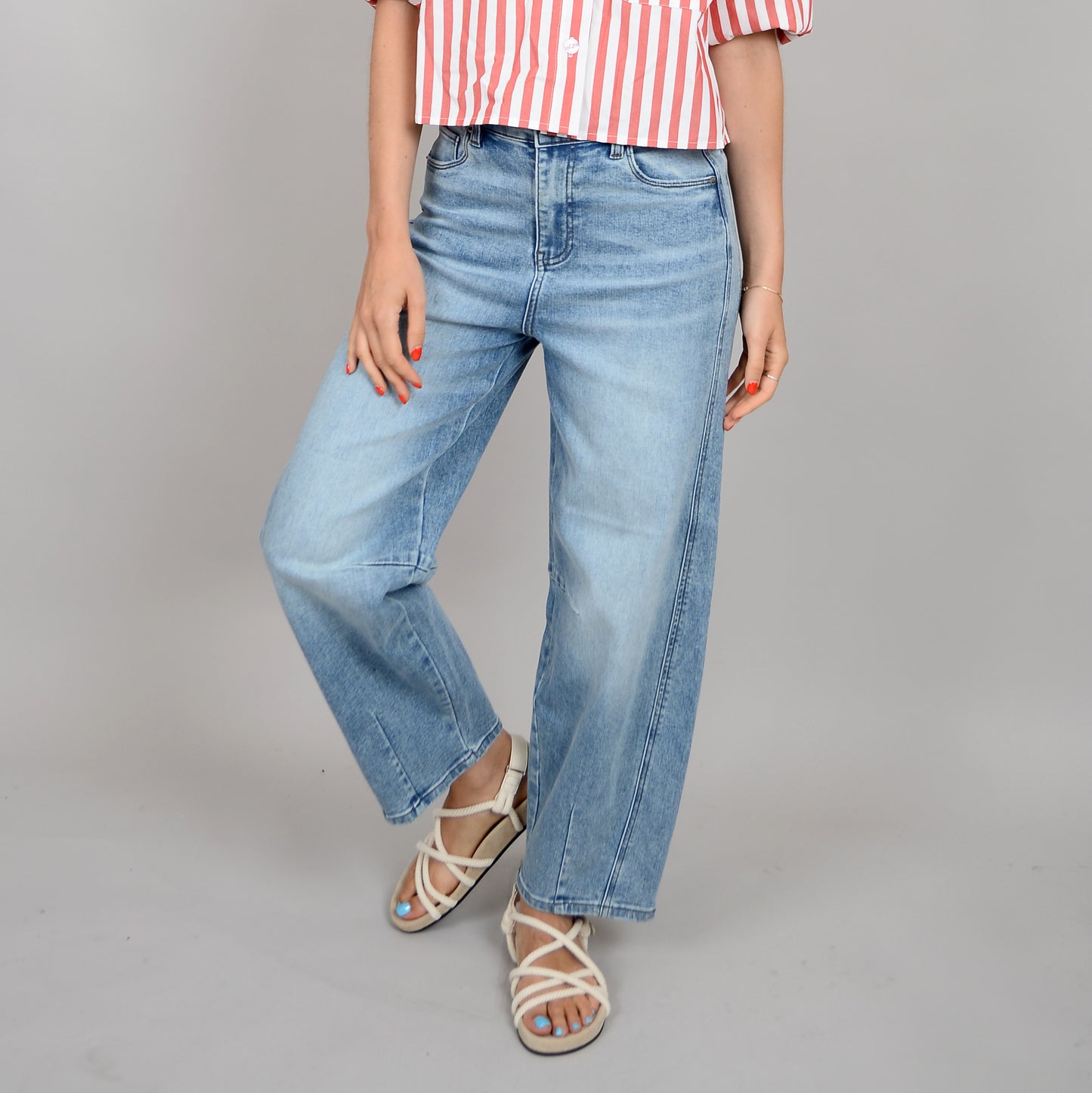 BARNI STRETCH DENIM BARREL PANT | LT WASH