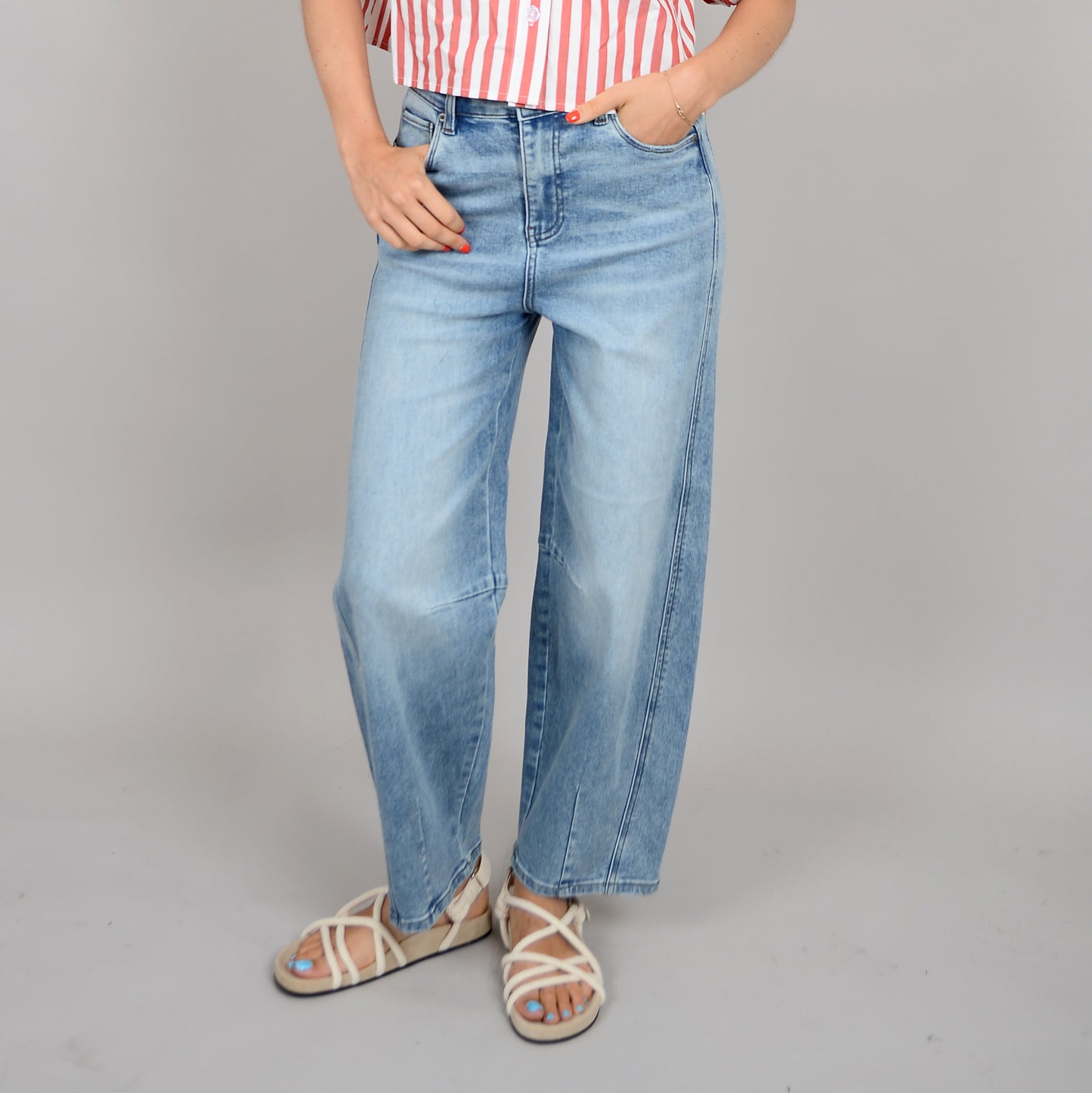BARNI STRETCH DENIM BARREL PANT | LT WASH