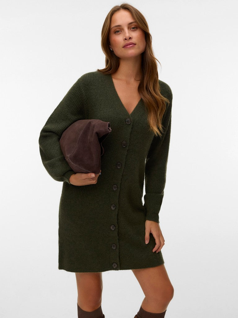 KARLA V-NECK BUTTON DRESS