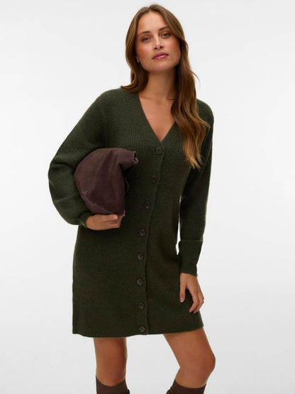 KARLA V-NECK BUTTON DRESS
