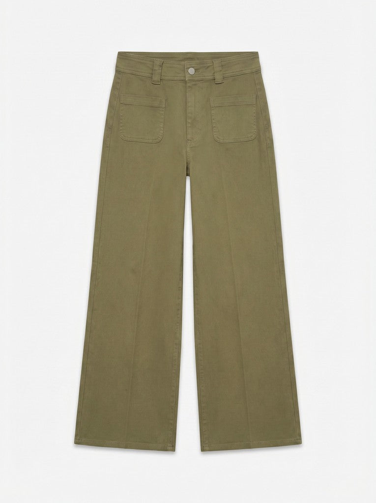 TULLE WIDE JEANS IN ALOE