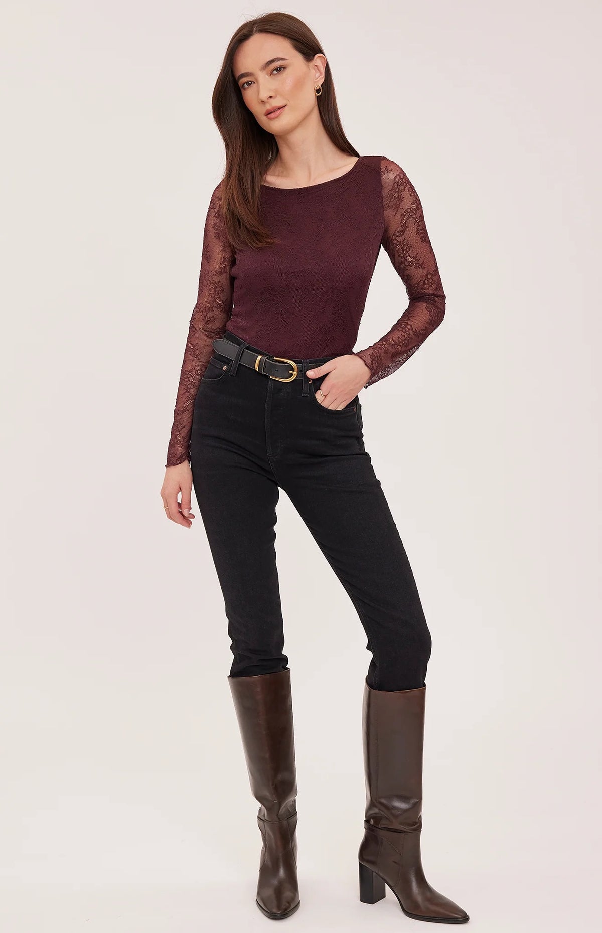 BELLA LACE TOP IN PORT
