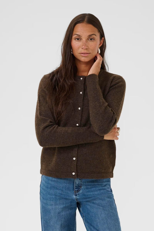 ANIEL KNIT CARDIGAN IN CHOCOLATE MELANGE