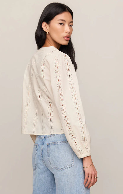 LOUELLE EMBROIDERED BUTTON UP