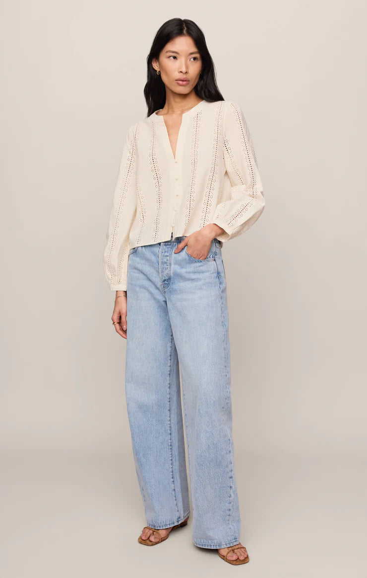 LOUELLE EMBROIDERED BUTTON UP