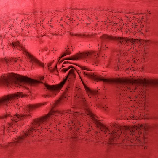 Poppy Red Classic Print Naturally Dyed Bandana (Black)