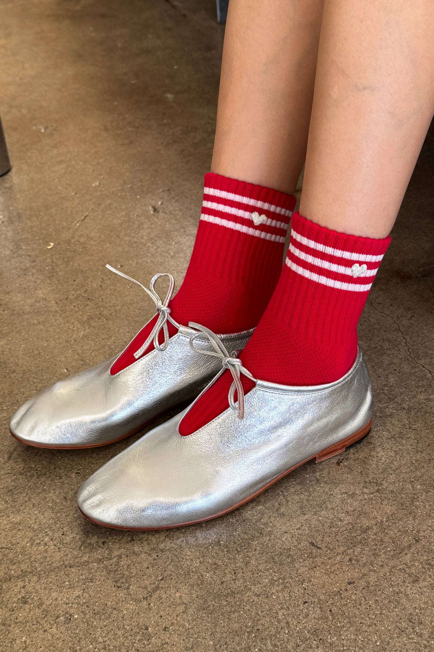 Embroidered Girlfriend socks: Scarlet + Heart