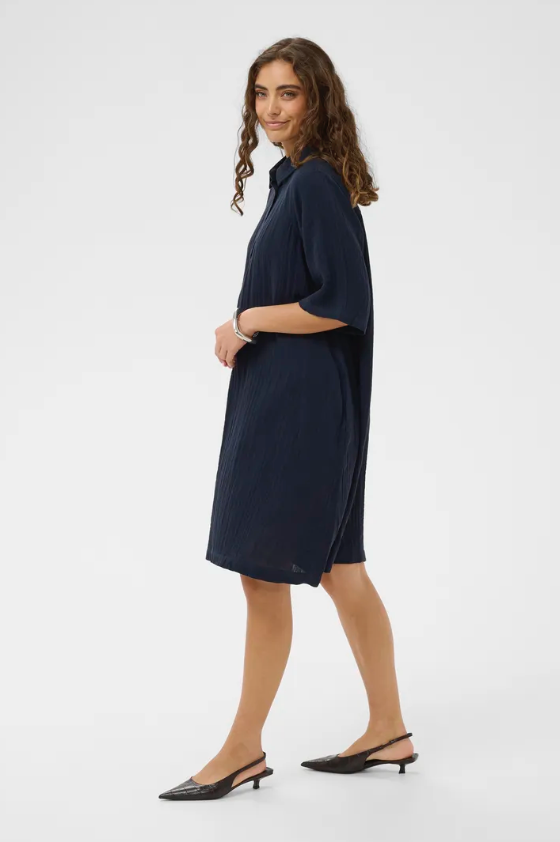 TALA COTTON DRESS IN NAVY