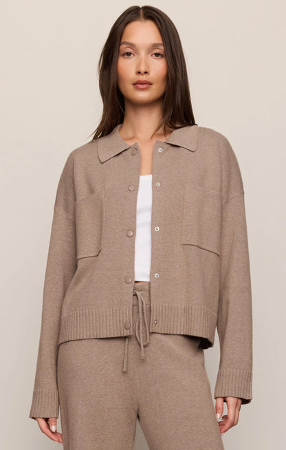 SLOWDOWN SWEATER JACKET IN HEATHER ASH