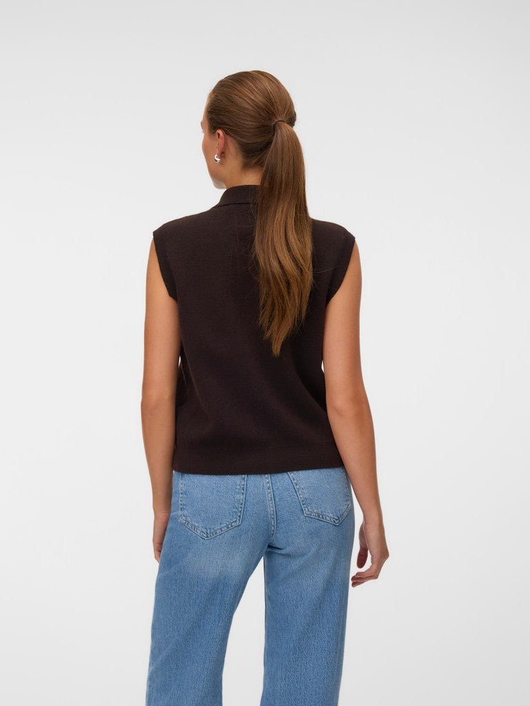 BRISA POLO VEST IN CHOCOLATE