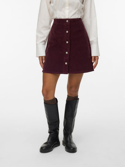 ETTA CORD SKATER SKIRT IN WINETASTING