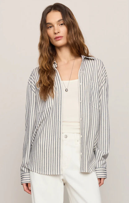 REESE BUTTON UP STRIPE TOP
