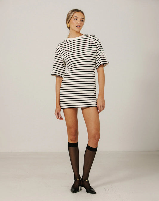 STRIPED MINI TSHIRT DRESS