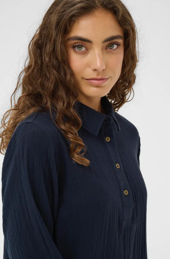 TALA COTTON DRESS IN NAVY