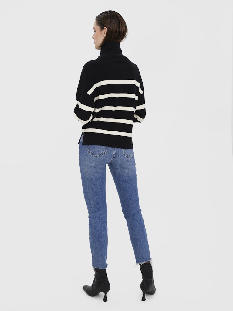 HENLEY - Striped Half Zip Knit