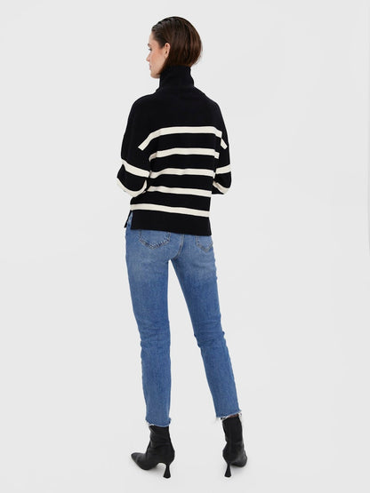 HENLEY - Striped Half Zip Knit