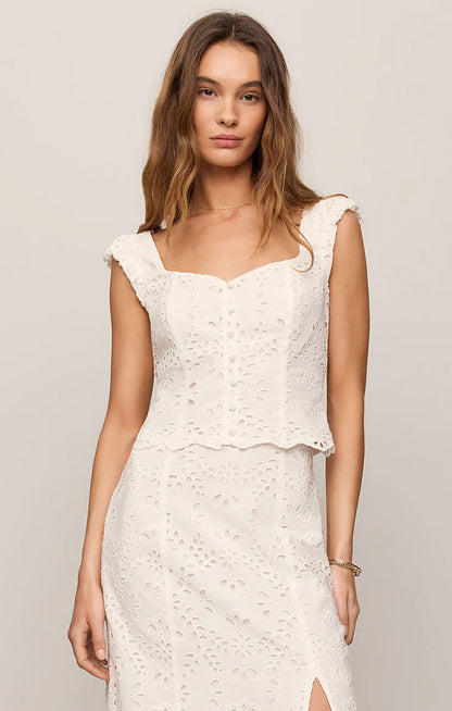 EMRIE EYELET CROPPED TOP