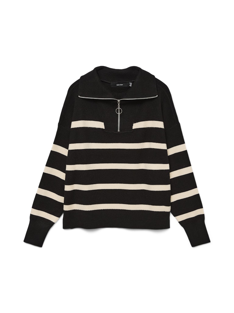 HENLEY - Striped Half Zip Knit
