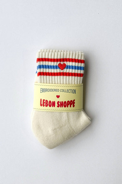 Embroidered Girlfriend socks: LECHE + HEART