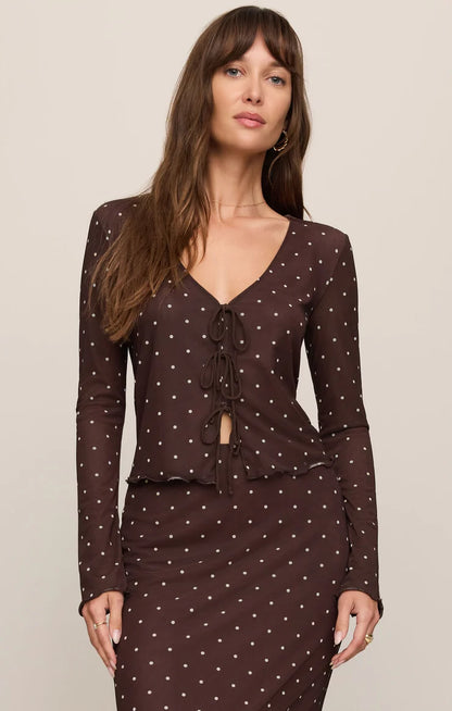 AMARA POLKA DOT MESH TOP
