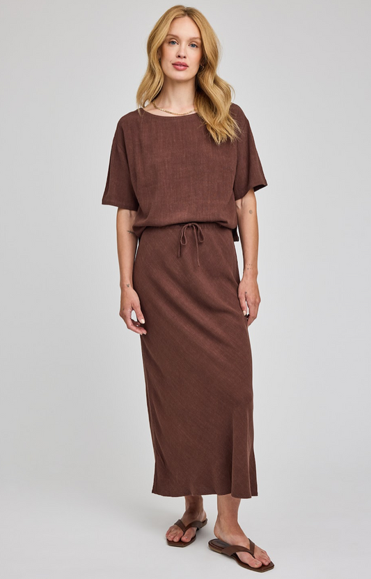 CASSIA LINEN SKIRT IN ESPRESSO