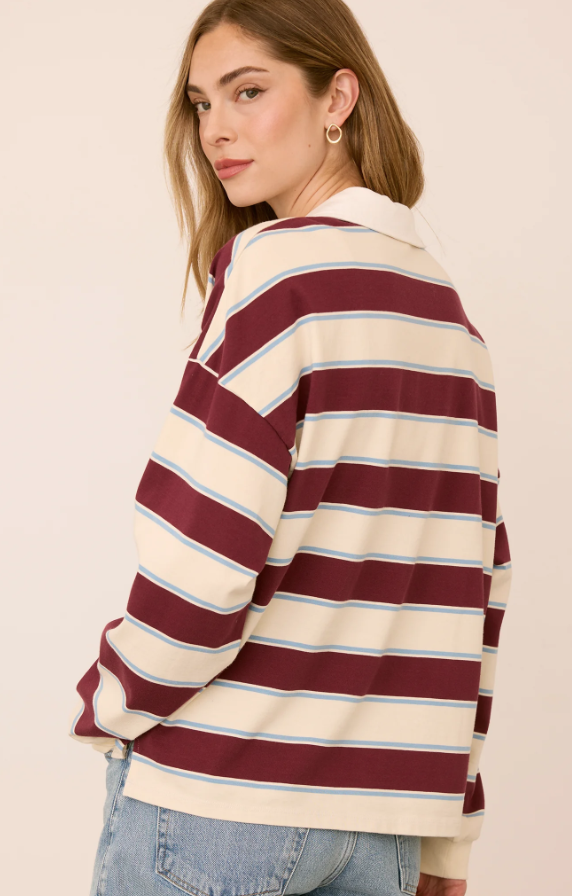 BRITT TOP IN FIG STRIPE