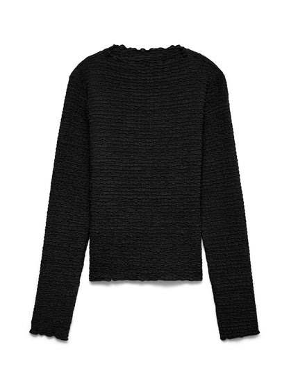 ZIA FUNNEL NECK TOP IN BLACK