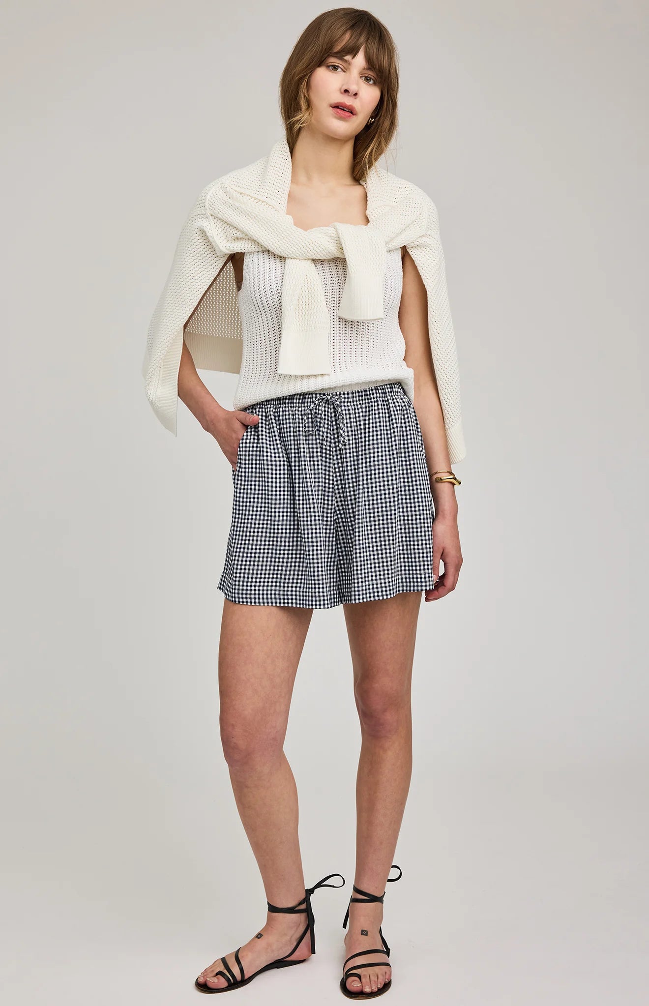 QUINN SHORT IN NAVY GINGHAM