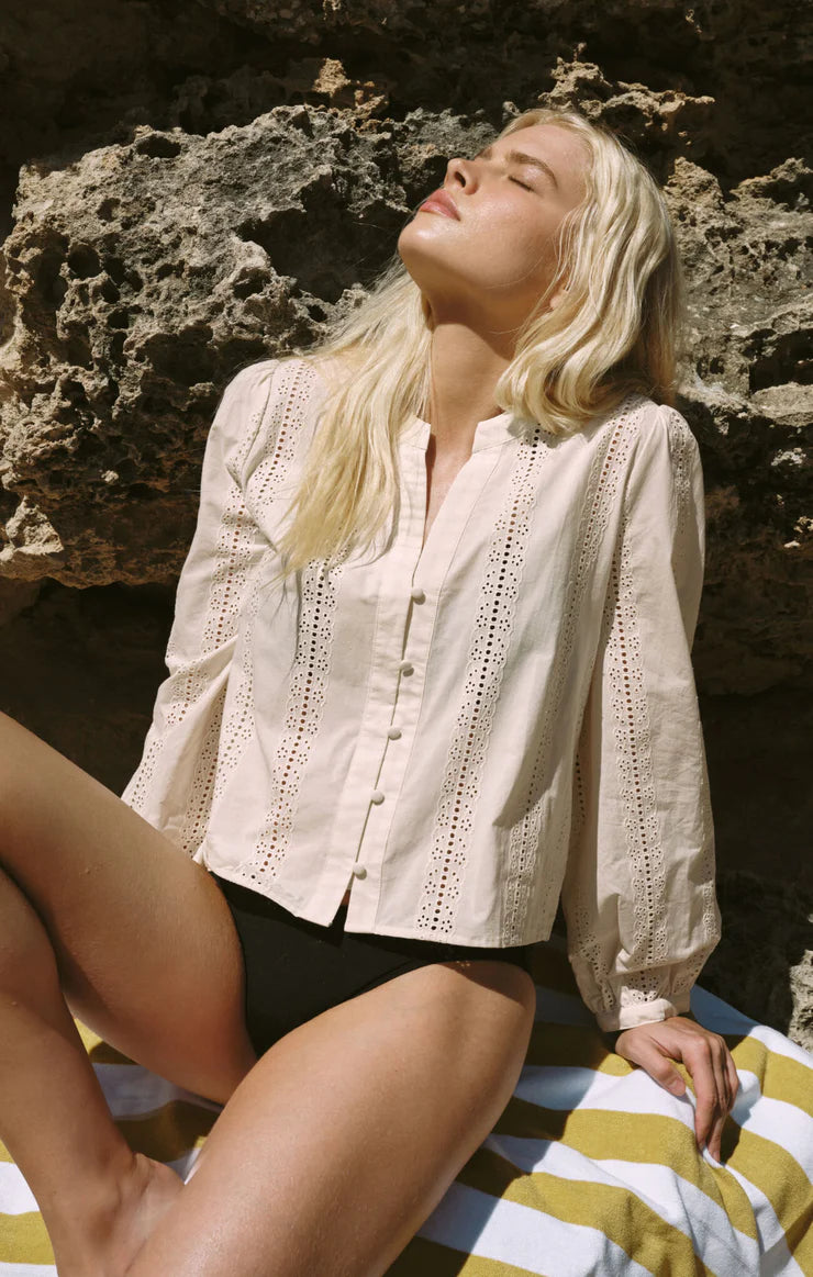 LOUELLE EMBROIDERED BUTTON UP