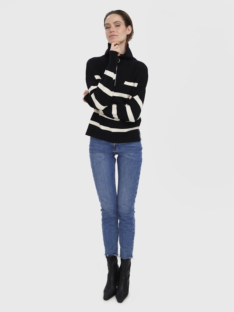 HENLEY - Striped Half Zip Knit