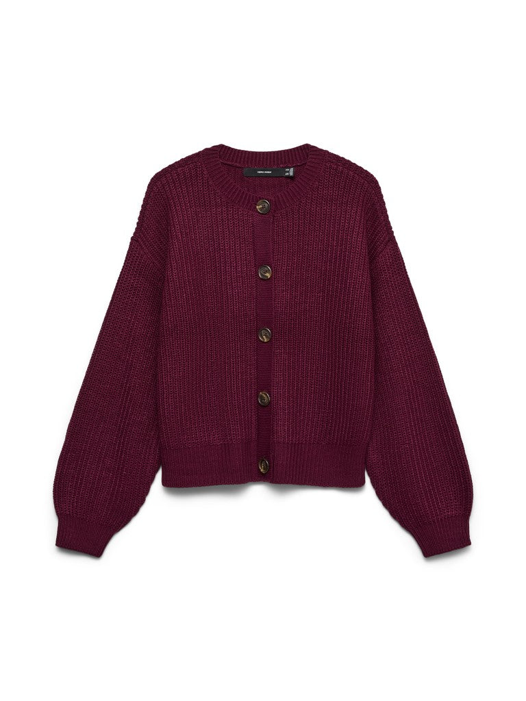LEA O-NECK CARDIGAN IN WINDSOR WINE