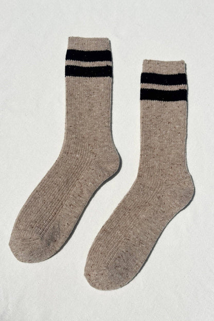 Snow Varsity Socks (wholesale): Beige / Black