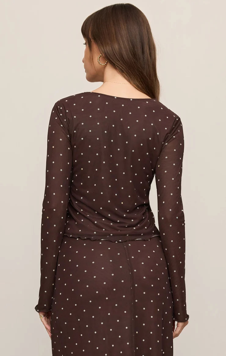 AMARA POLKA DOT MESH TOP