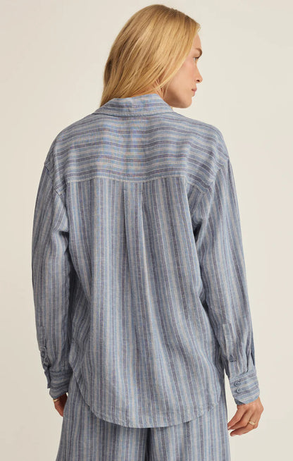 THE PERFECT STRIPED LINEN BUTTON UP